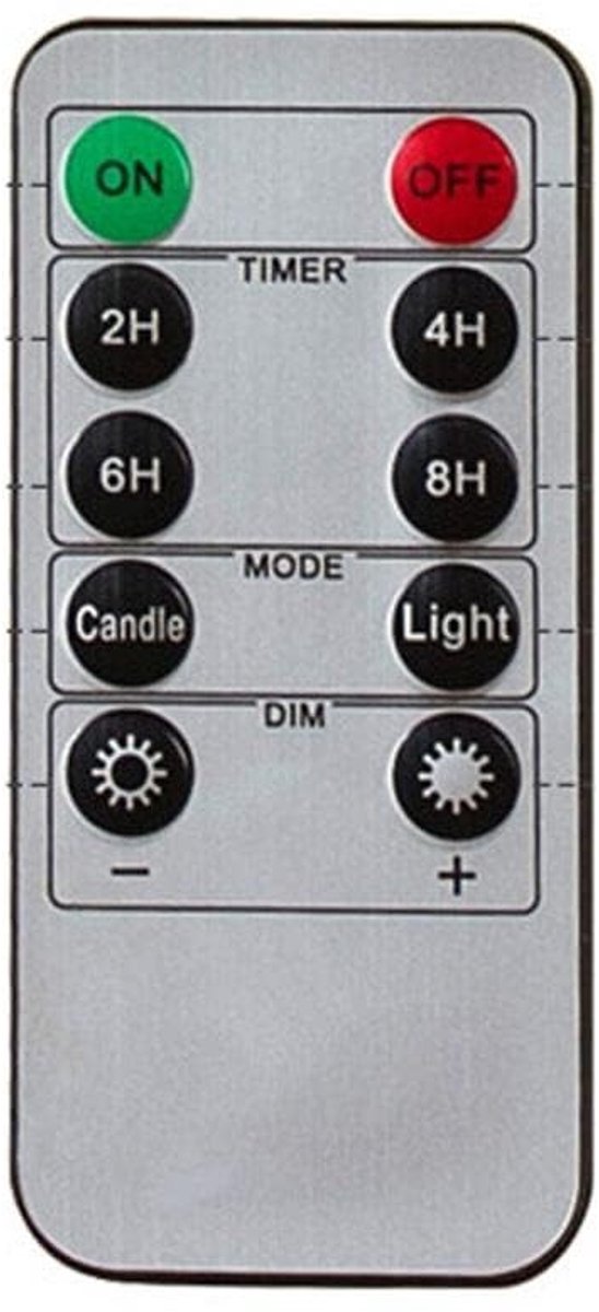 aladdien - Afstandsbediening - 10 Toetsen - 24-uurs Timer - Compact - Helderheidsinstelling - Vervanging voor Led-kaarsen - Geschikt voor Thuis - Mo...