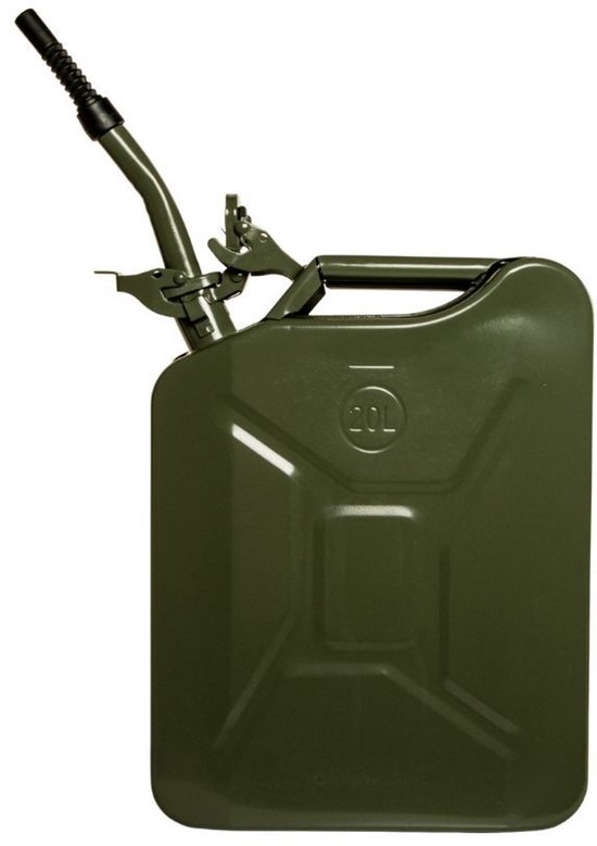 Roadwood Industries | 20L Metalen Jerrycan met Schenktuit | Ideaal voor Opslag van Benzine, Diesel, Petroleum en andere Brandstoffen | 0,8mm Staal | UN-gecertificeerd | Veiligheidssluiting | Groen