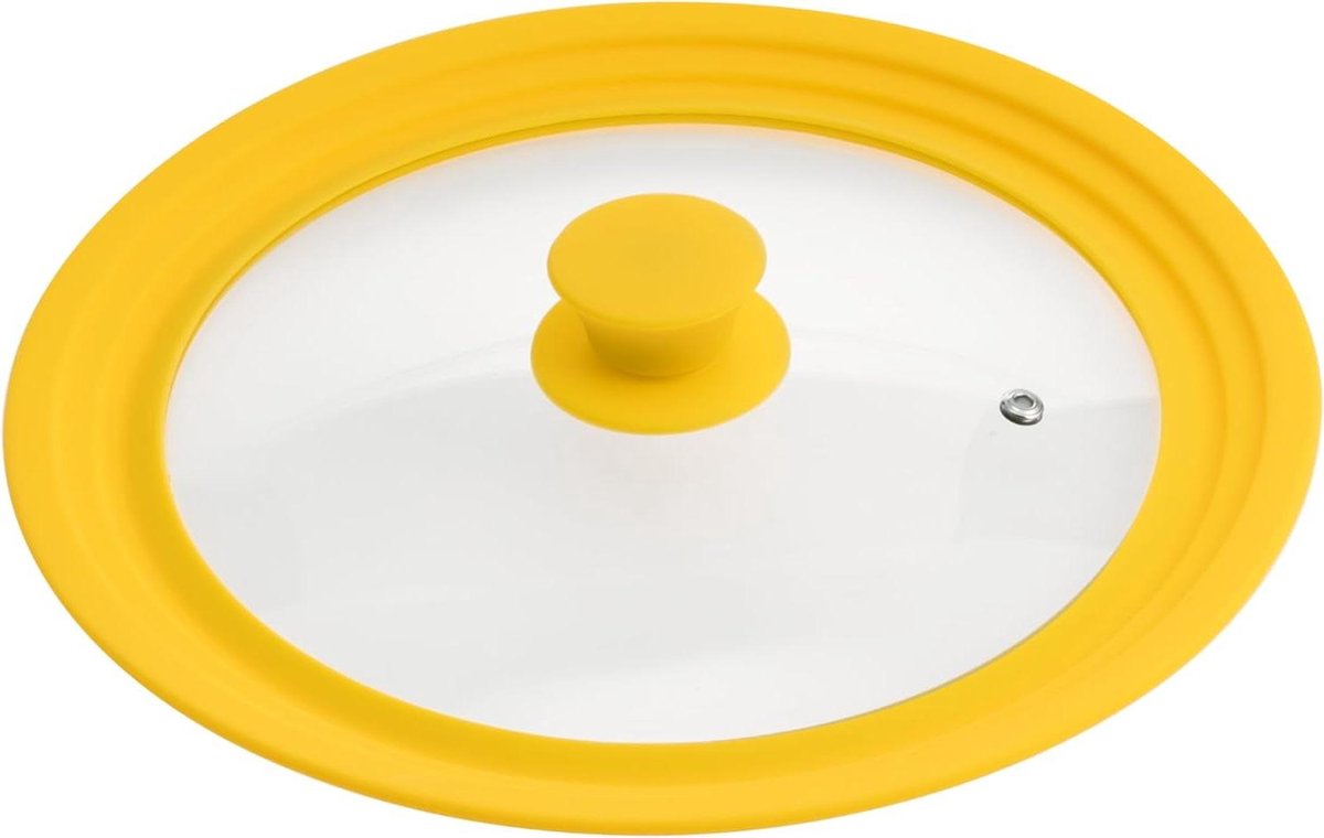 Universeel Deksel - Glazen Deksel Pan - Energie Besparen - Met Stoomuitlaat - 24/26/28 cm - Geel