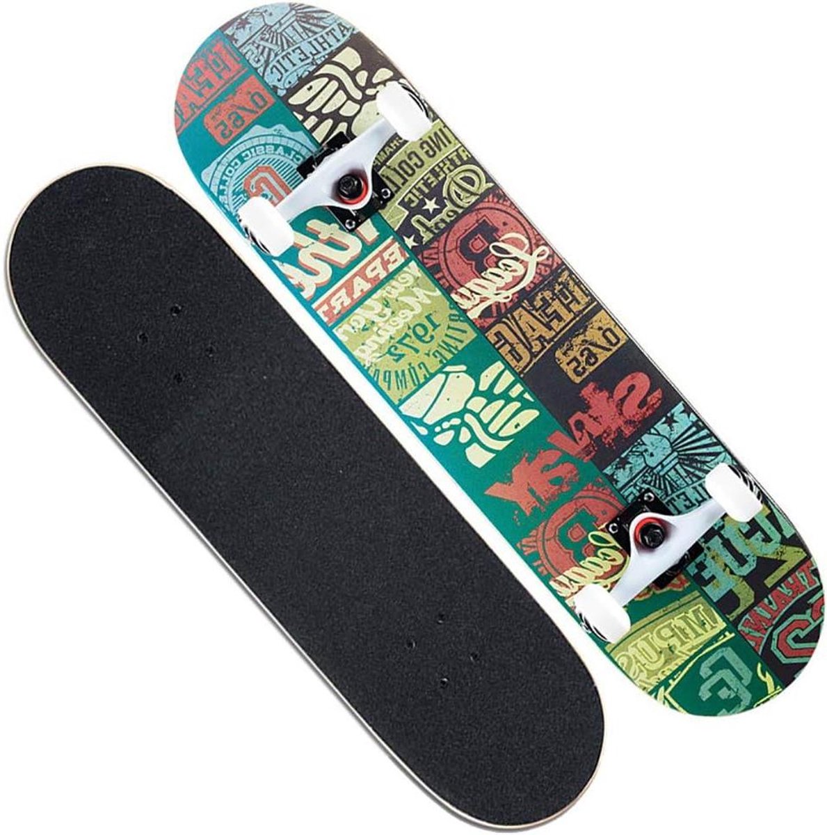Compleet Skateboard Beginnersboard Stunts Uitvoeren Dubbelzijdig Deck 31 x 8 Inch Multi