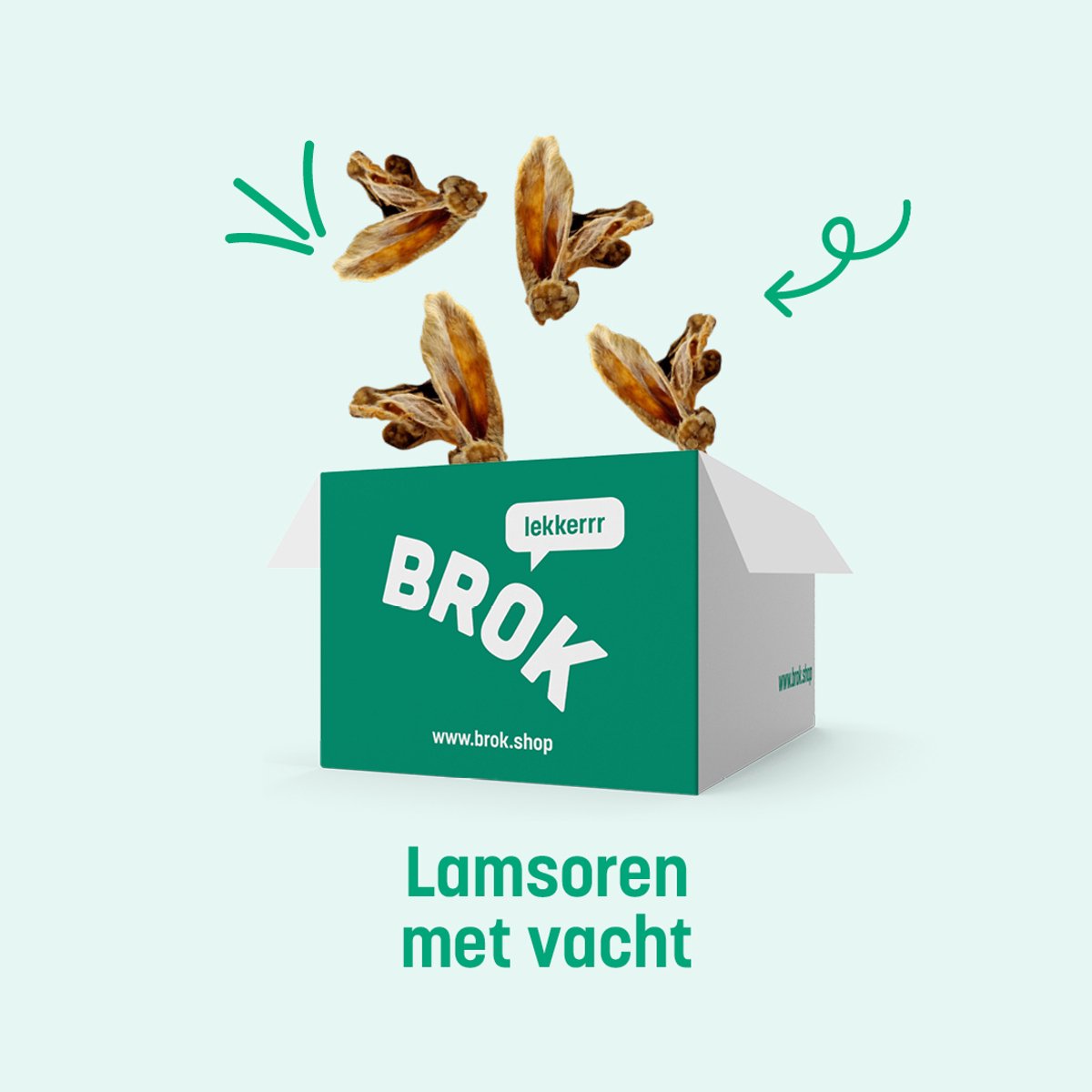 BROK Natuurlijke Hondensnacks – Lamsoren met Vacht – Gezonde Kauwsnacks Voor Honden – 100% Natuurlijk - 1kg