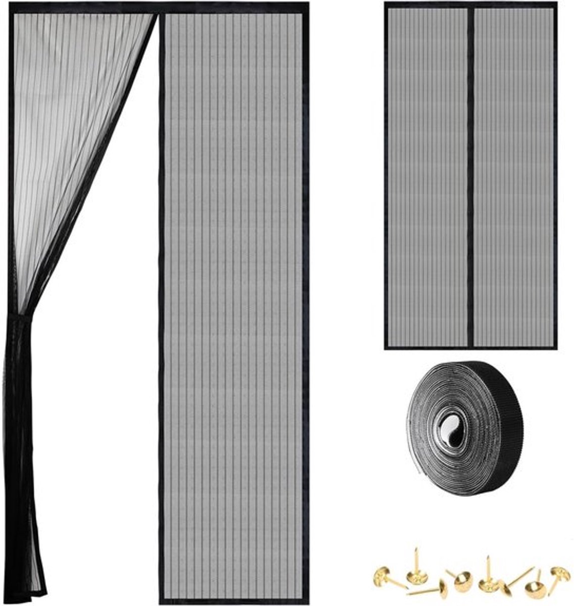 REWYTAZ-Magnetische hordeur - 110×210cm - Vliegengordijn Magnetisch - Magnetisch Vliegengordijn - Magnetisch Deurhor - Zwarte Hor - Magnetische Deurhor - Lamellenhor Zonder Boren - Deurgordijn - Magnetisch Deurgordijn