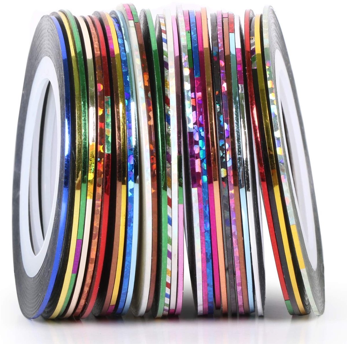 TRIXES 30 Rollen Kleurige Nail Art Stripes voor Professionele Nageldecoratie