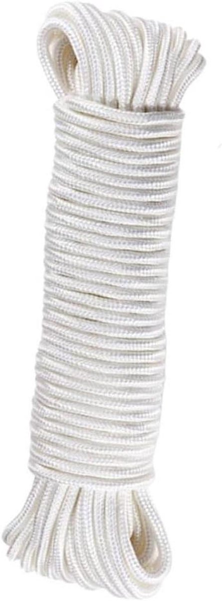 Waslijn Touw - Ophangkoord Vlaggenmast - Vlaggen Hijsen - Weerbestendig Nylon - 1150 cm - Wit