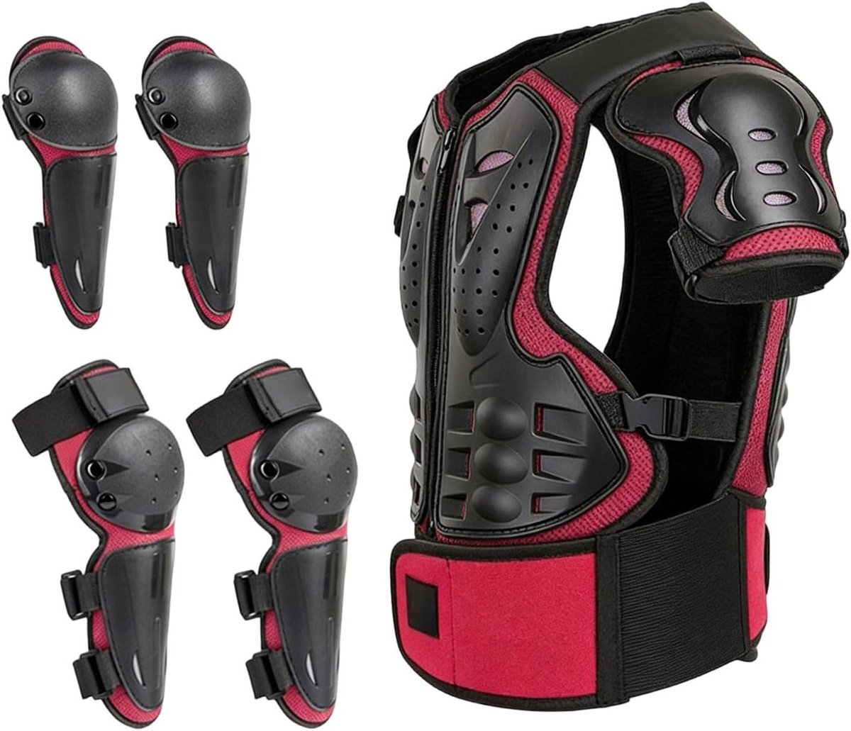 Kinder Beschermingsset - Crossmotor Gear - Buitensporten - Schokabsorberend - 50 x 30 x 10 cm - Rood
