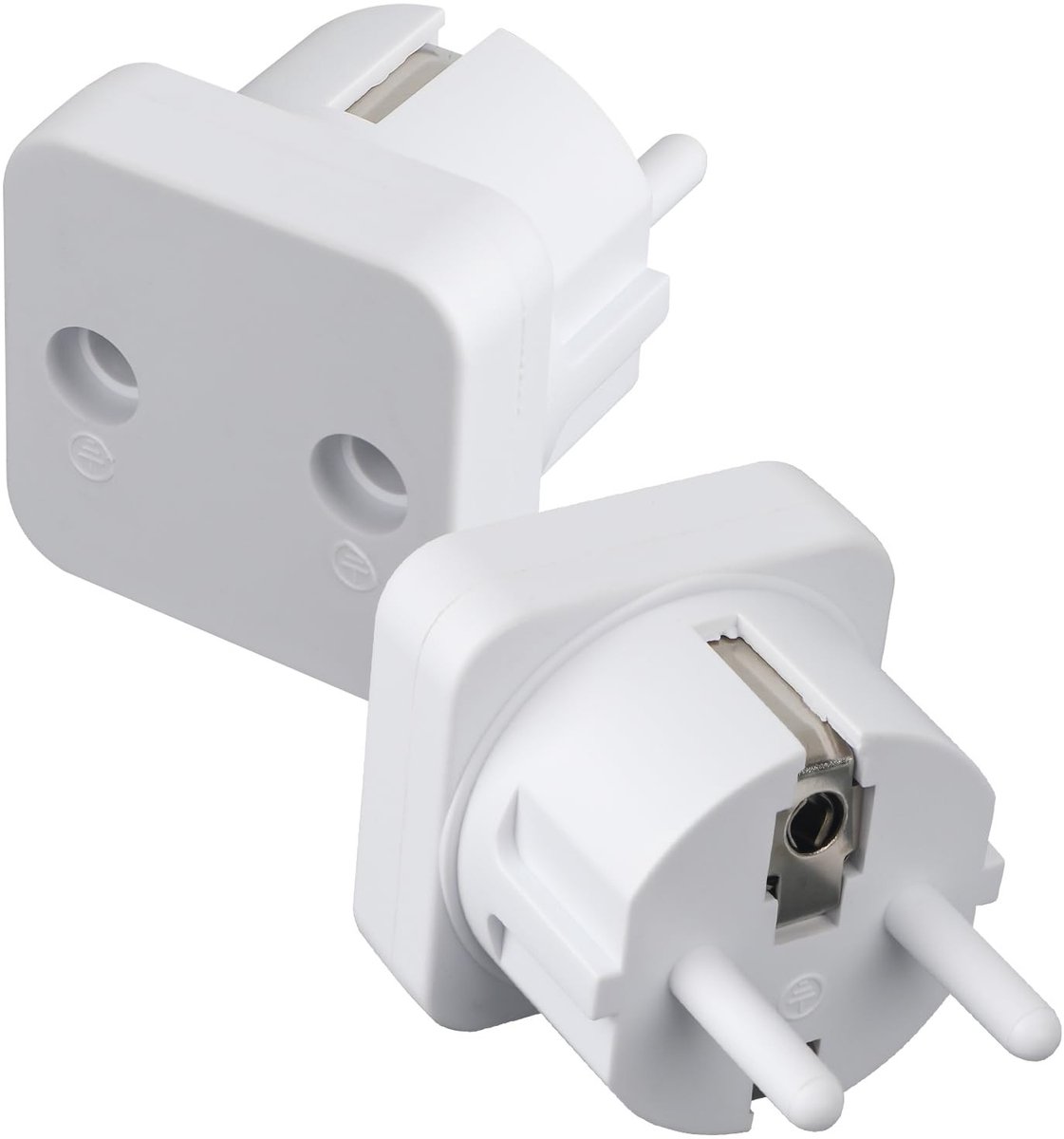 aladdien - Aardeadapter Splitter - Veilig en Compact - Voor EU Type B Stopcontacten - Dubbele Aansluiting - Ideaal voor Reisgebruik - Wit