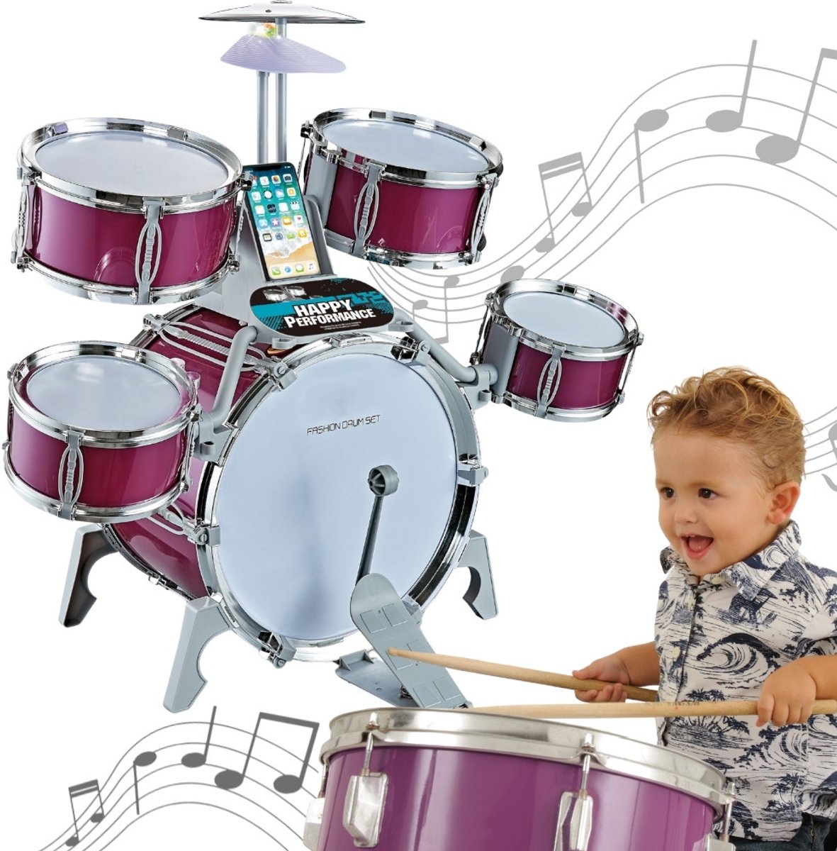 Woopie educatieve percussieset voor kinderen, 5 drums en 1 bekken - UNI