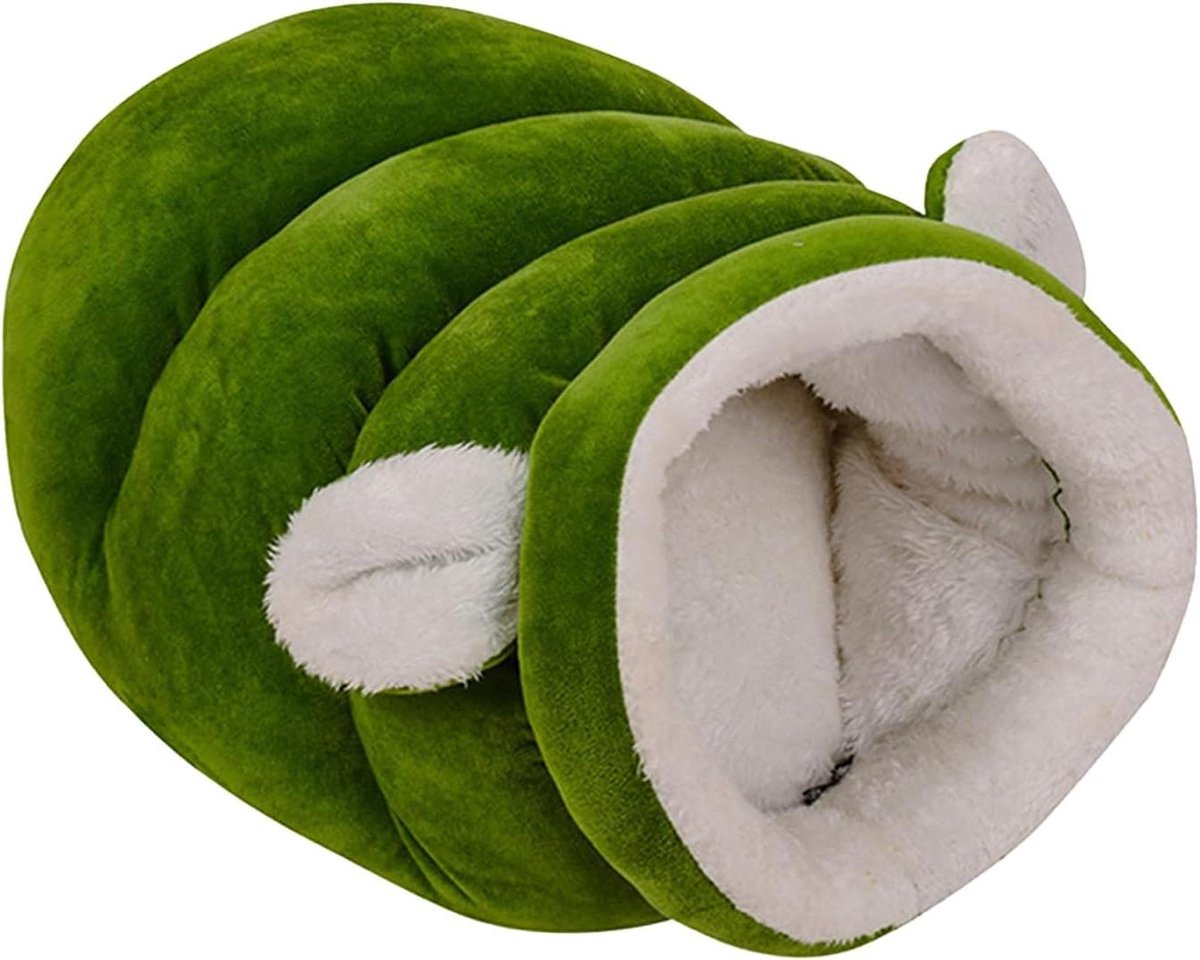 Huisdier Slaapzak - Kattenmand Hondenkussen - Comfortabel Rusten - Halfgesloten Ontwerp - 50 x 35 cm - Groen