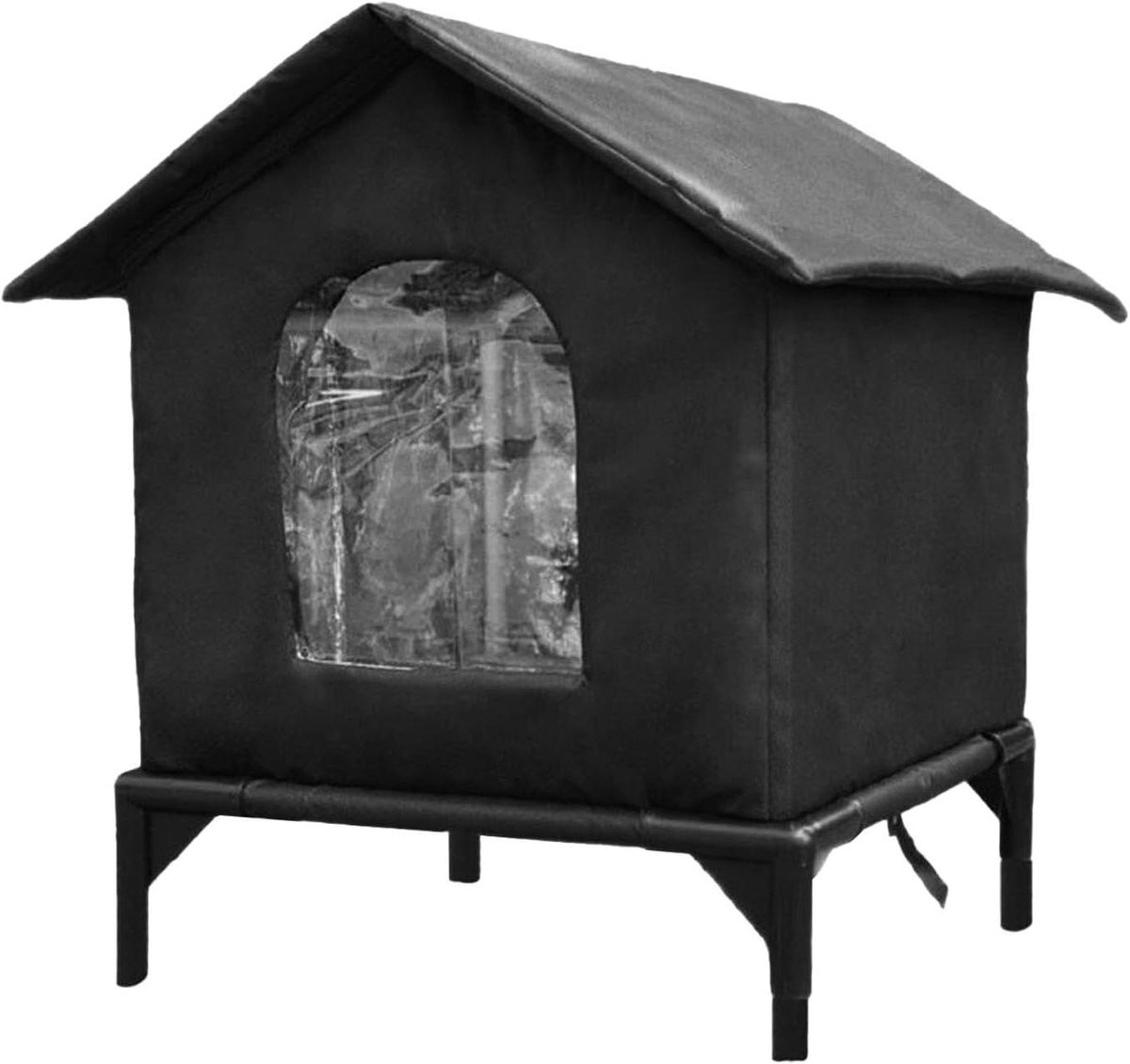Kattenhuis Buiten - Dierenasiel Kat - Bescherming Weer - Waterdicht Oxford Stof - 11 x 19 x 11 cm - Zwart