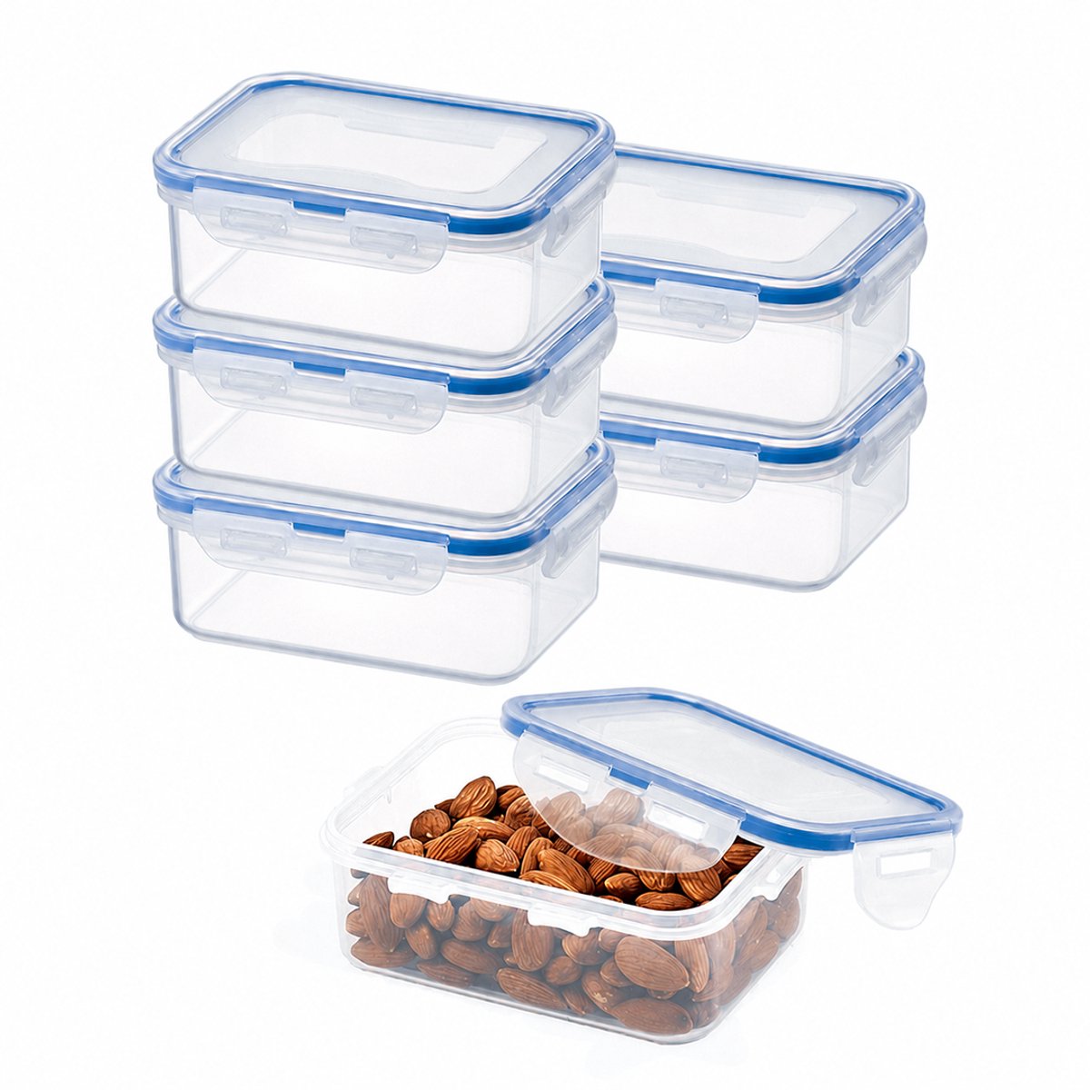 Lock&Lock Diepvriesbakjes - Meal prep bakjes - Vershoudbakjes - 350 ml - Set 6 stuks - 100% Lekvrij - BPA vrij - PFAS vrij - Magnetron bakjes met deksel - Diepvriesdozen - Bewaarbakjes - Vershouddoos - Snackdoosjes - Transparant — afbeelding 1
