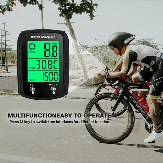 Fietscomputer - Fietskilometerteller - Snelheidsmeter - Kilometerteller Fiets - Bedrade Fietscomputer - Waterdicht - HD-snelheidsmeter - Achtergrondverlichting - 19 Functies - MTB-kilometerteller - voor MTB Racefiets - Zwart van Fietscomputer. — afbeelding 5