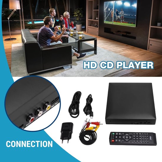 Mini DVD Speler - Multimediaspeler CD VCD - Films Kijken - Hoge Definitie 1080P - Compact Formaat - Zwart — afbeelding 2