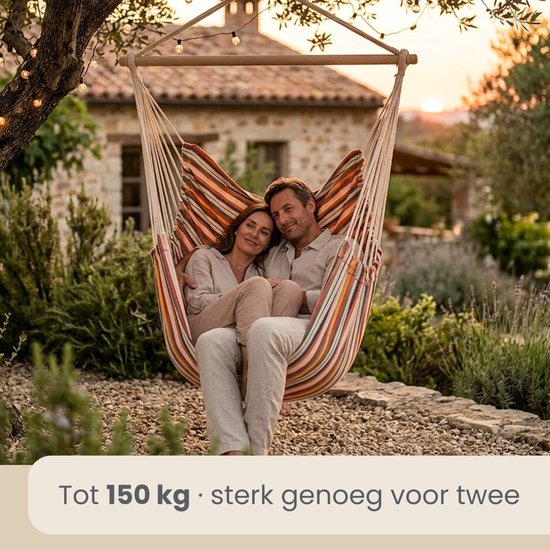 XXL Hangstoel voor 2 Personen - 185x130 Tuin Hangstoel tot 150kg - Zit Hangmat Binnen en Buiten
