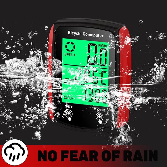 Fietscomputer - Fietskilometerteller - Snelheidsmeter - Kilometerteller Fiets - Bedrade Fietscomputer - Waterdicht - HD-snelheidsmeter - Achtergrondverlichting - 19 Functies - MTB-kilometerteller - voor MTB Racefiets - Zwart-rood van Fietscomputer. — afbeelding 2