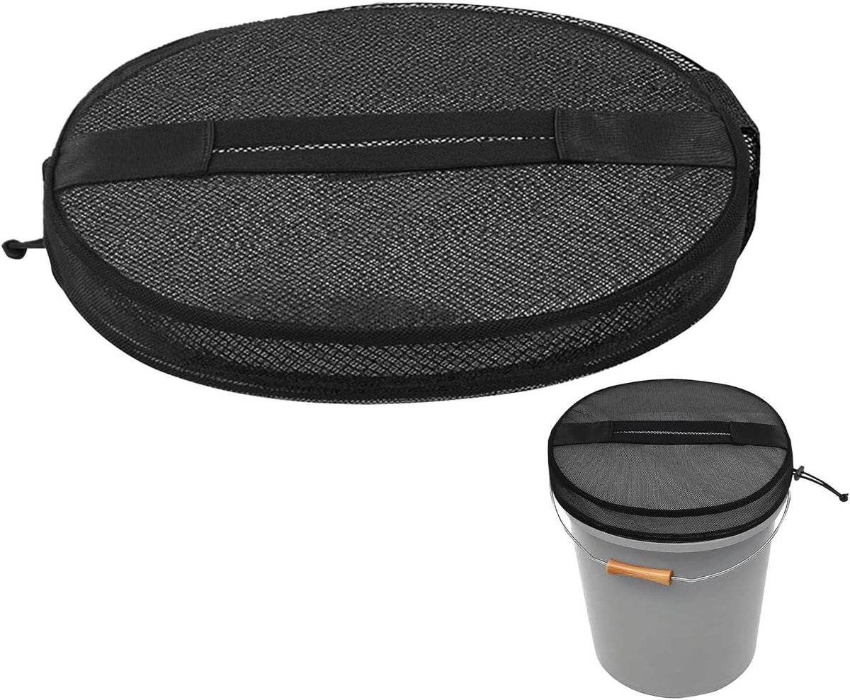 Bucket Net Deksel - Afvalbak Deksel - Vissen Opslag - Verbeterde Luchtcirculatie - 20.9L x 11.3W cm - Zwart