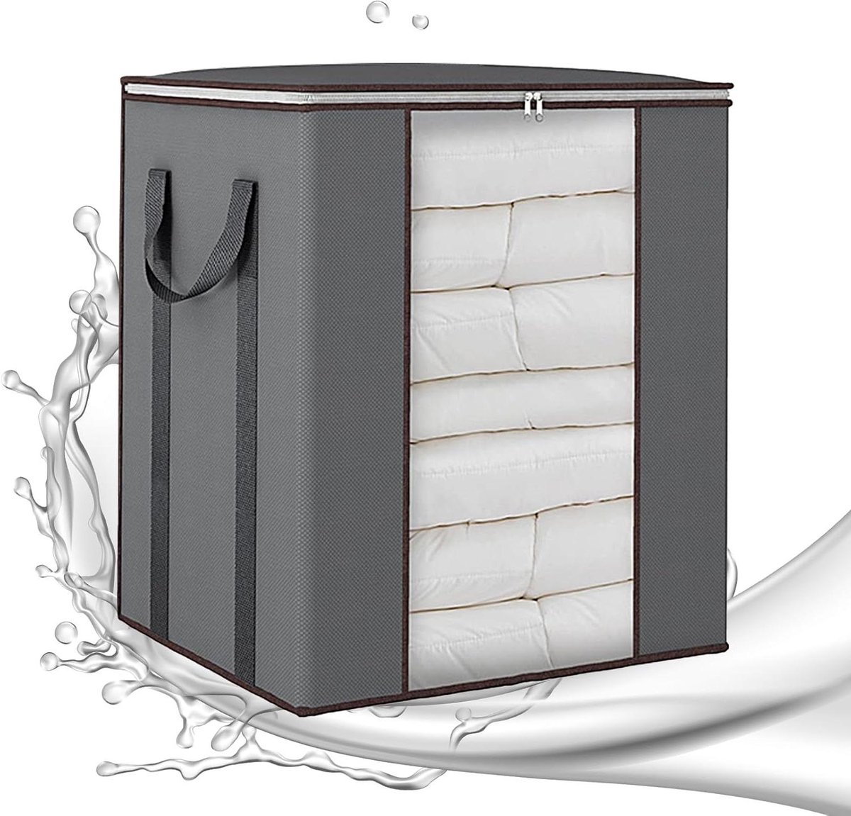 Opvouwbare Dekenopbergzakken - Dekbedzak Organizer - Huis Opbergen - Transparant Venster - 50x40x60 cm - Grijs