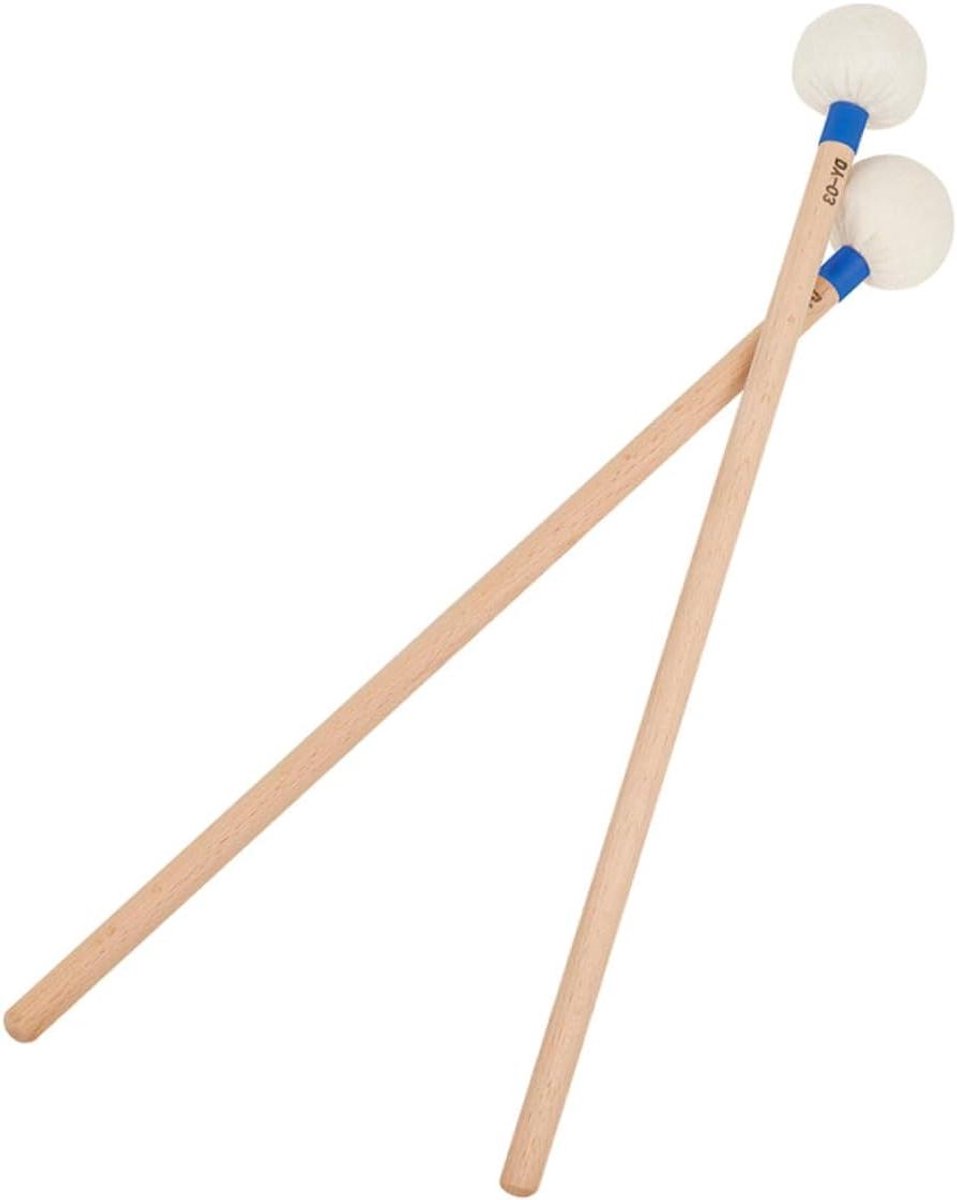 Houten Drumhamers - Percussie Stokken - Muziek Maken - Viltkoppen - 39 cm - Blauw