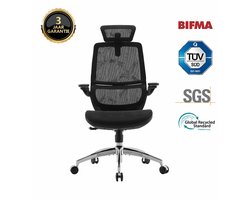 SIHOO M59AS Ergonomische Bureaustoel - 3D Verstelbare & 90° Opklapbare Armleuningen - Dubbele Rugleuning met Adaptieve Lendensteun - Zadelvormig Zitkussen - Hoogwaardig Mesh - BIFMA/SGS Gecertificeerd - Tot 150kg - 43.5x50.5x101.6cm——Zwart