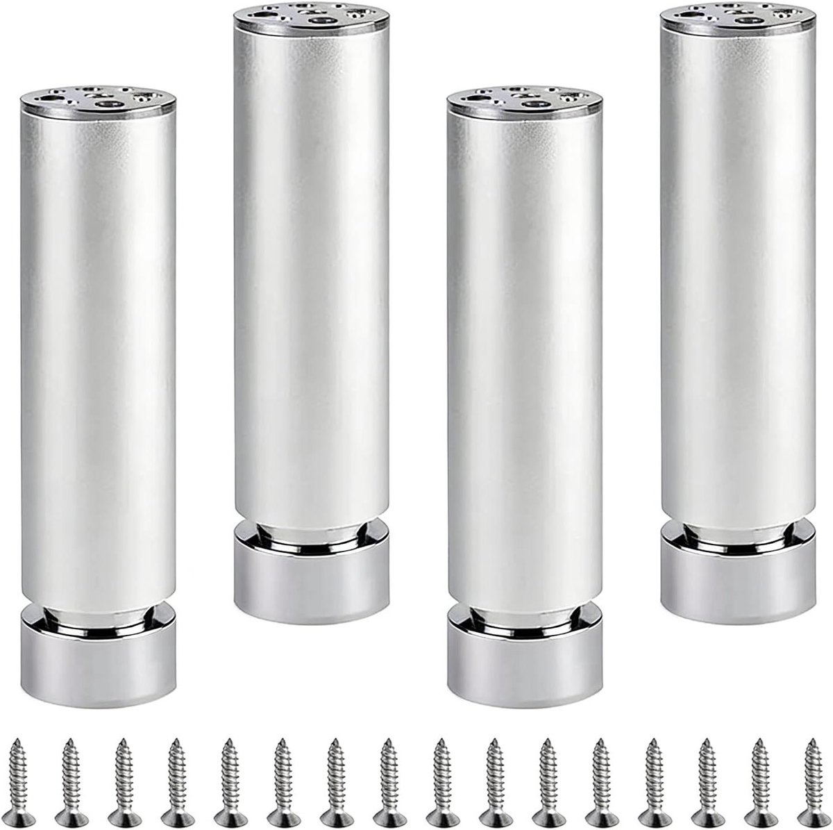 Metalen Tafelpoten - Meubelpoten Bankpoten - Meubels Verstevigen - Verstelbaar Tot 8mm - 15 cm - Zilver