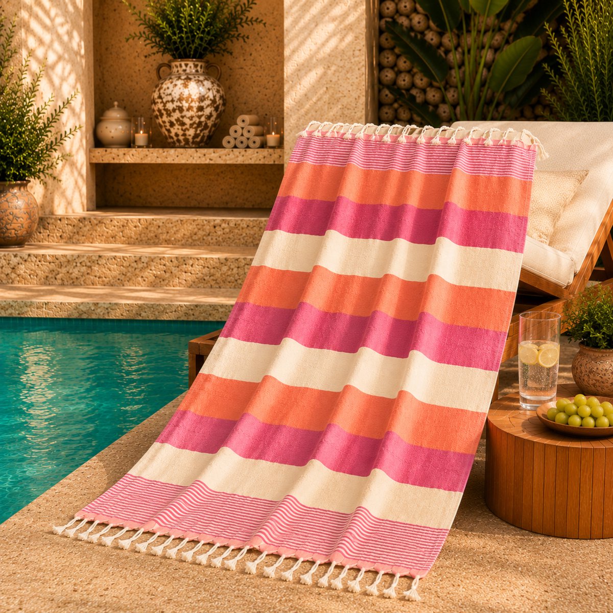 100% Katoenen Colorloop Hamamdoek – Turkse Handdoek & Strandlaken – Voor Sauna, Spa en Wellness