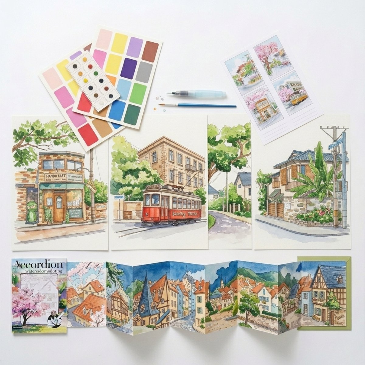 Aquarel Deluxe Set Inclusief Tools | Aquarel Schetsboek Aquarelpapier | Waterverf Boek Papier | Aquarel Starterspakket Verf Startersset | Waterverf Werkboek voor Volwassenen | Schilderset Hobbypakket
