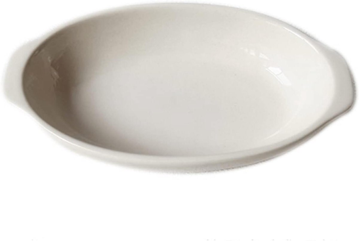 Ovenschaal Keramiek - Bakvorm Ovaal - Ontbijt Bakken - Met Deksel - 17 cm - Wit