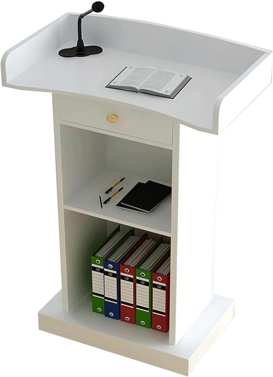 Staande Lessenaar - Podium Bureau - Presenteren Lezen - Grote Opbergruimte - 60x42x120cm - Bruin