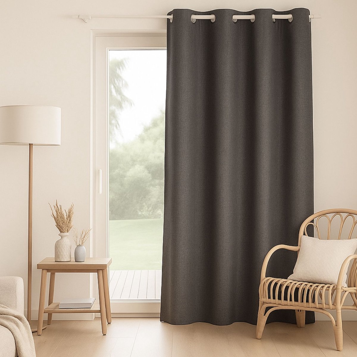 Kant en klaar Gordijn - Met Ringen - 140x260 cm - Grijs - 1 Stuk