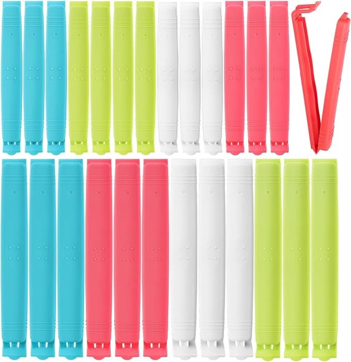 Set van 26 plastic sluitclips - 2 maten en 4 kleuren