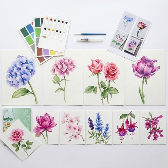 Aquarel Deluxe Set Inclusief Tools | Aquarel Schetsboek Aquarelpapier | Waterverf Boek Papier | Aquarel Starterspakket Verf Startersset | Waterverf Werkboek voor Volwassenen | Schilderset Hobbypakket