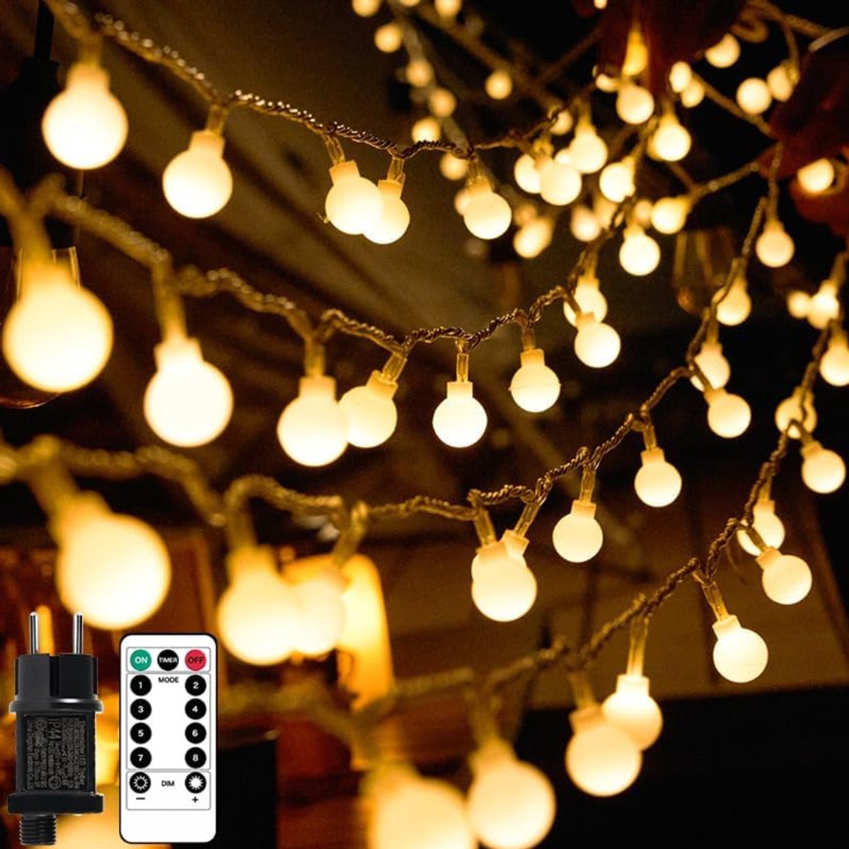 HEZIVO® Tuinlampjes Slingerbuitenlichtsnoer - Tuinverlichting Buiten - Lichtslinger LED - Waterdicht - 20 Meter - 150 Lichtbollen