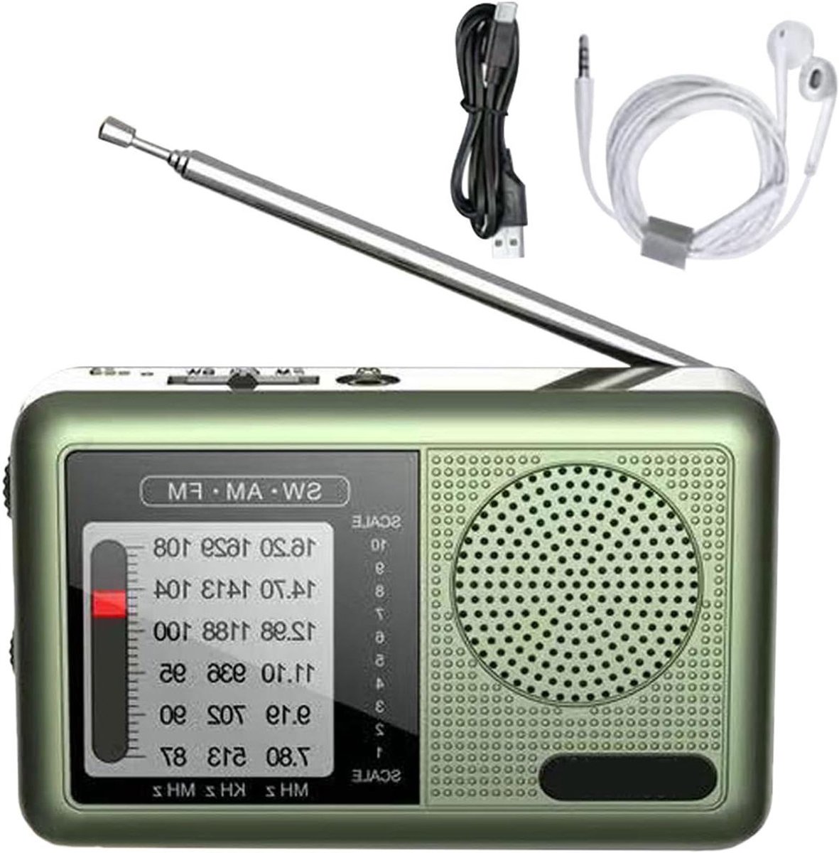 Draagbare Radio - Digitale Ontvanger - Muziek Luisteren - Volledige Bandafdekking - 13.5x7.4x4.8 cm - Groen