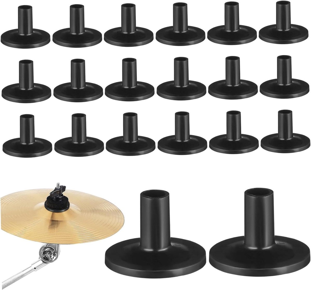 Cymbal Sleeves - Bekkenhoezen Bekkenhouders - Drumstel Onderhoud - Slijtvast Kunststof - 20 Stuks - Zwart