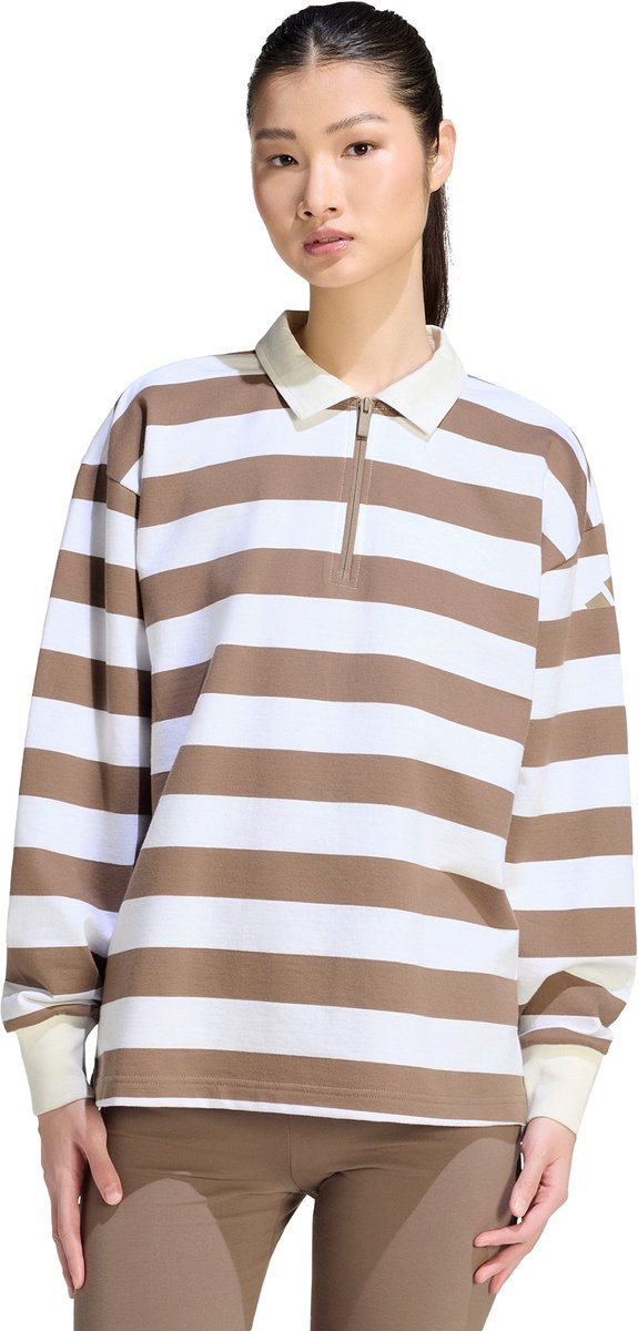 Adidas Sportswear Essentials Contemporary French Terry Polo Met Lange Mouwen Dames Beige