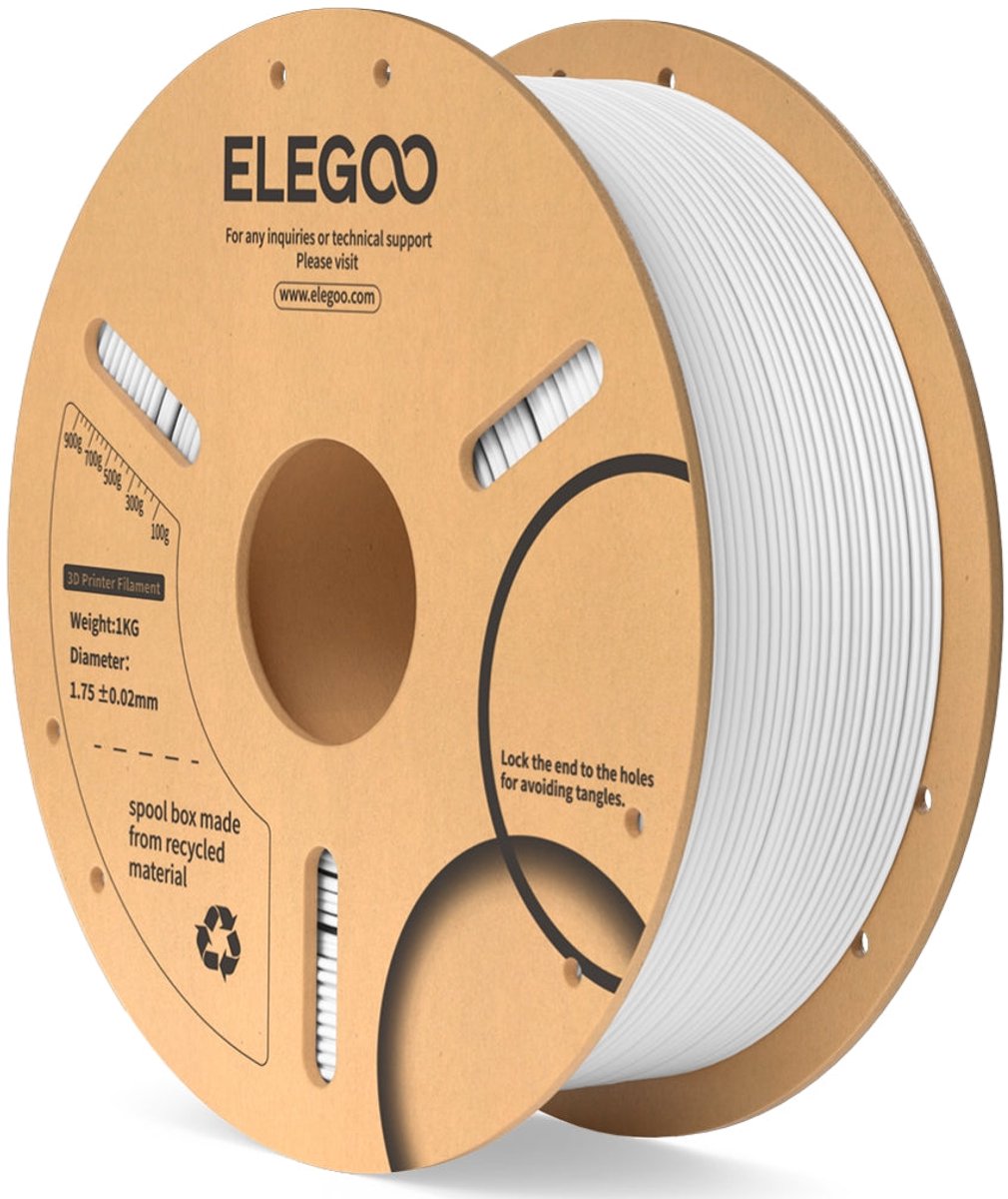 ELEGOO PLA Filament Wit 1KG 1.75mm – Nauwkeurig, Soepel en Klitvrij 3D Printer Filament