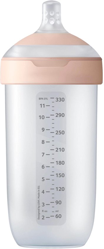 Difrax LOVI Dynamische Mammafeel Babyfles – 330 ml – Pink – 1 Stuk