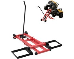 Aufun grasmaaierhefbrug met hydraulische krik, 3-traps hoogteverstelling, draagvermogen 227 kg, stalen frame, PVC-wielen 12 cm, hefinrichting voor zitmaaiers en grasmaaiers