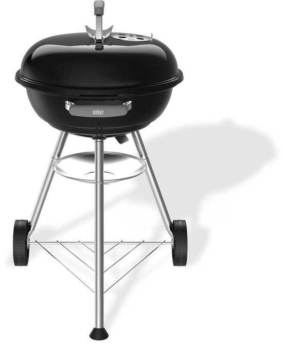 Weber Compact Kettle - Ø 47 cm Grillrooster - Houtskoolbarbecue - Zwart - Asopvangschaal - 2 Duurzame, weerbestendige wielen - Handige dekselhaak - Kras- en roestbestendig