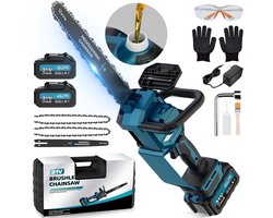12-Inch Mini Kettingzaag Met 2 Accu'S, 2 X 4000 Mah, Kleine Elektrische Kettingzaag, 1800W, Takenzaag, Accu-Kettingzaag, Elektrische Boomzaag, Minikettingzaag Voor In De Tuin