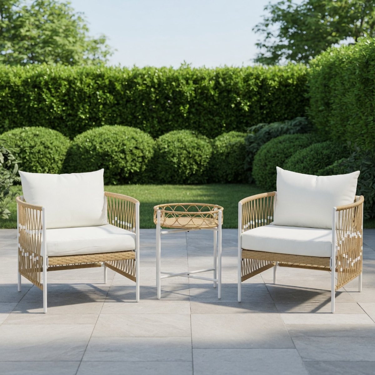 Luxe Poly Rattan Tuinset – Weerbestendig – Crème – Industrohome