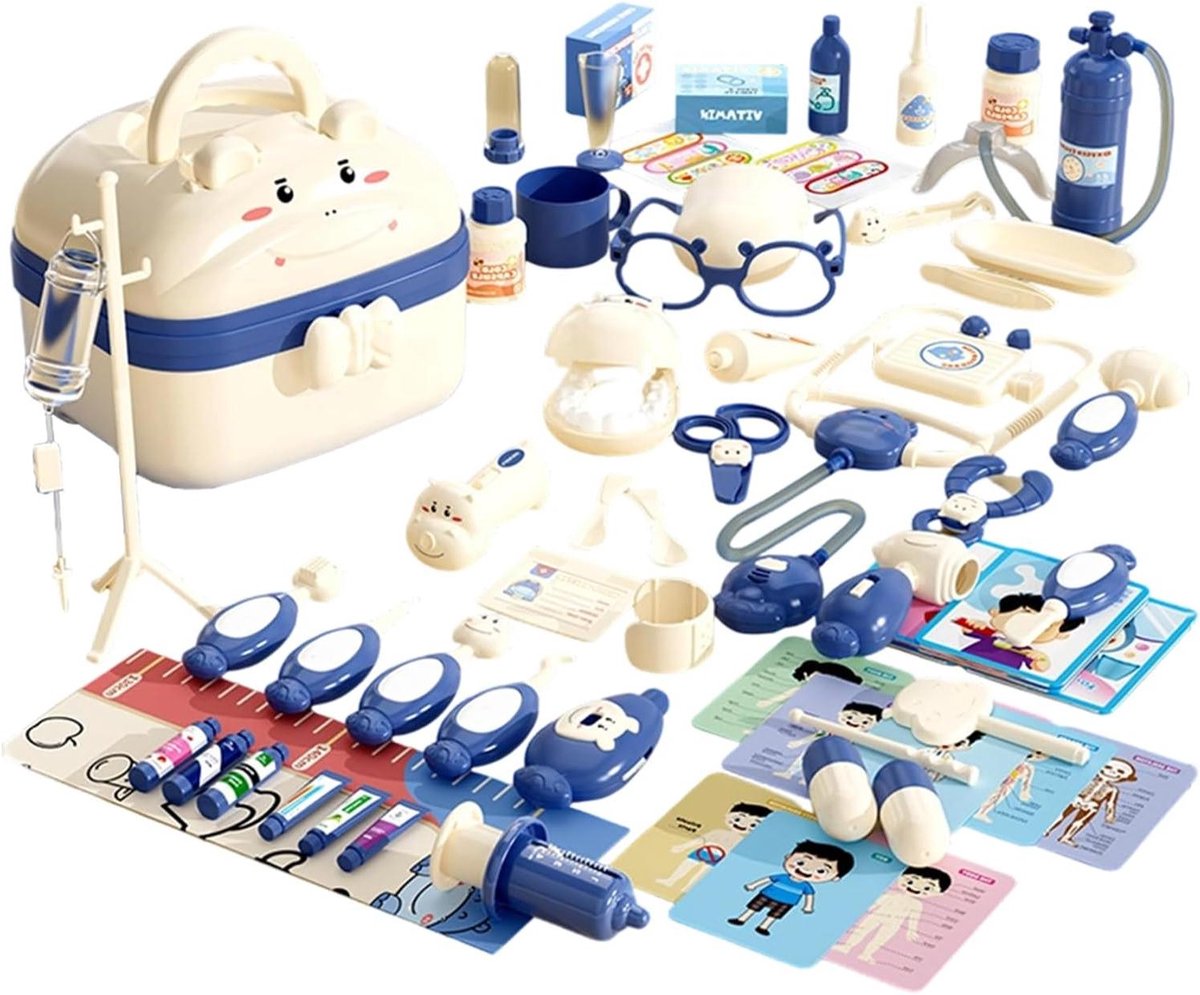 Dokterskoffer Speelgoed - Medisch Speelgoed - Kinderspel - Met Lichten Geluiden - 21.2 x 16.3 x 1 cm - Blauw