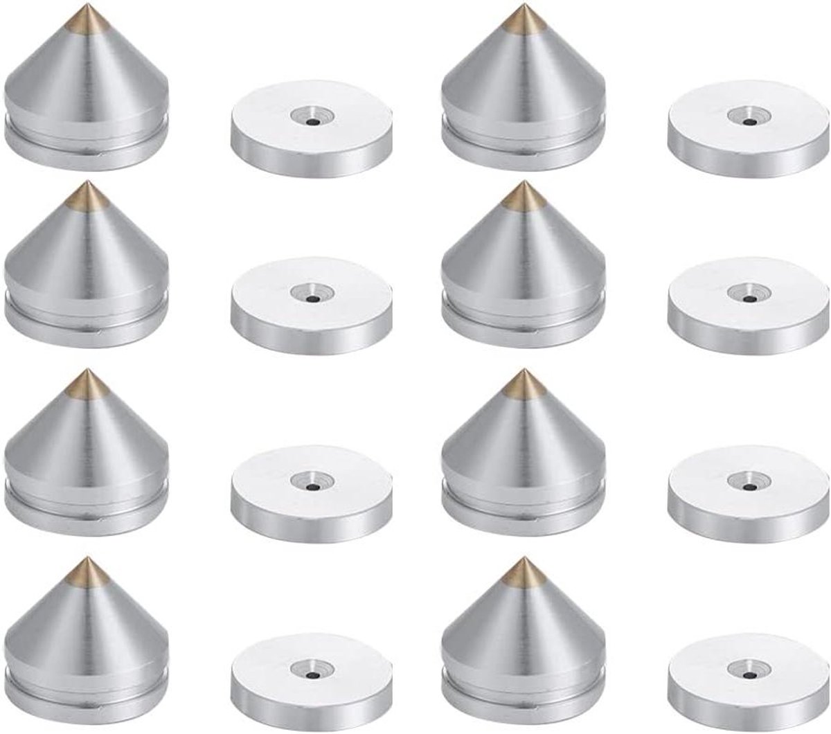 Luidspreker Standaard Voeten - Speaker Spikes - Geluid Verbeteren - Trillingen Minimaliseren - 23 mm Diameter - Zilver