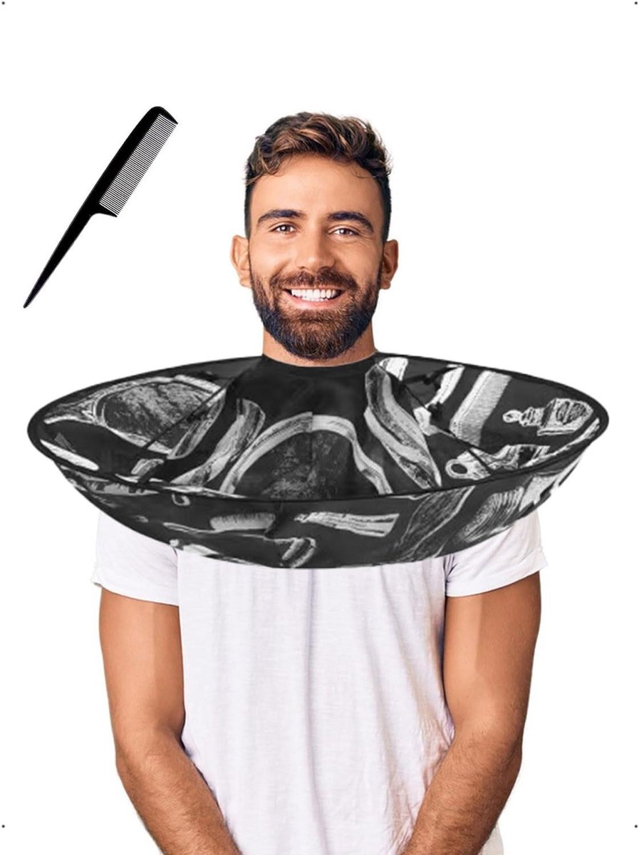 Kapperscape Opvouwbaar - Haarkappersmantel Paraplu - Haarverzorging Thuis - Vangt Haren Op - 60 cm - Zwart