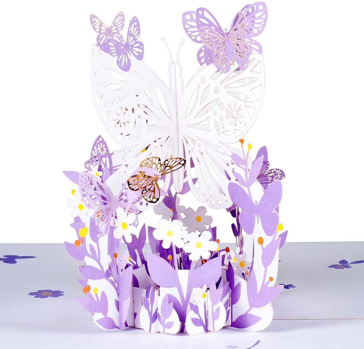 aladdien - Pop-up Verjaardagskaart - 3D-bloemen en vlinders - Unieke creativiteit - Paarse kleuren - Bedankkaart en opmoedigingskaart - Geschikt voo..