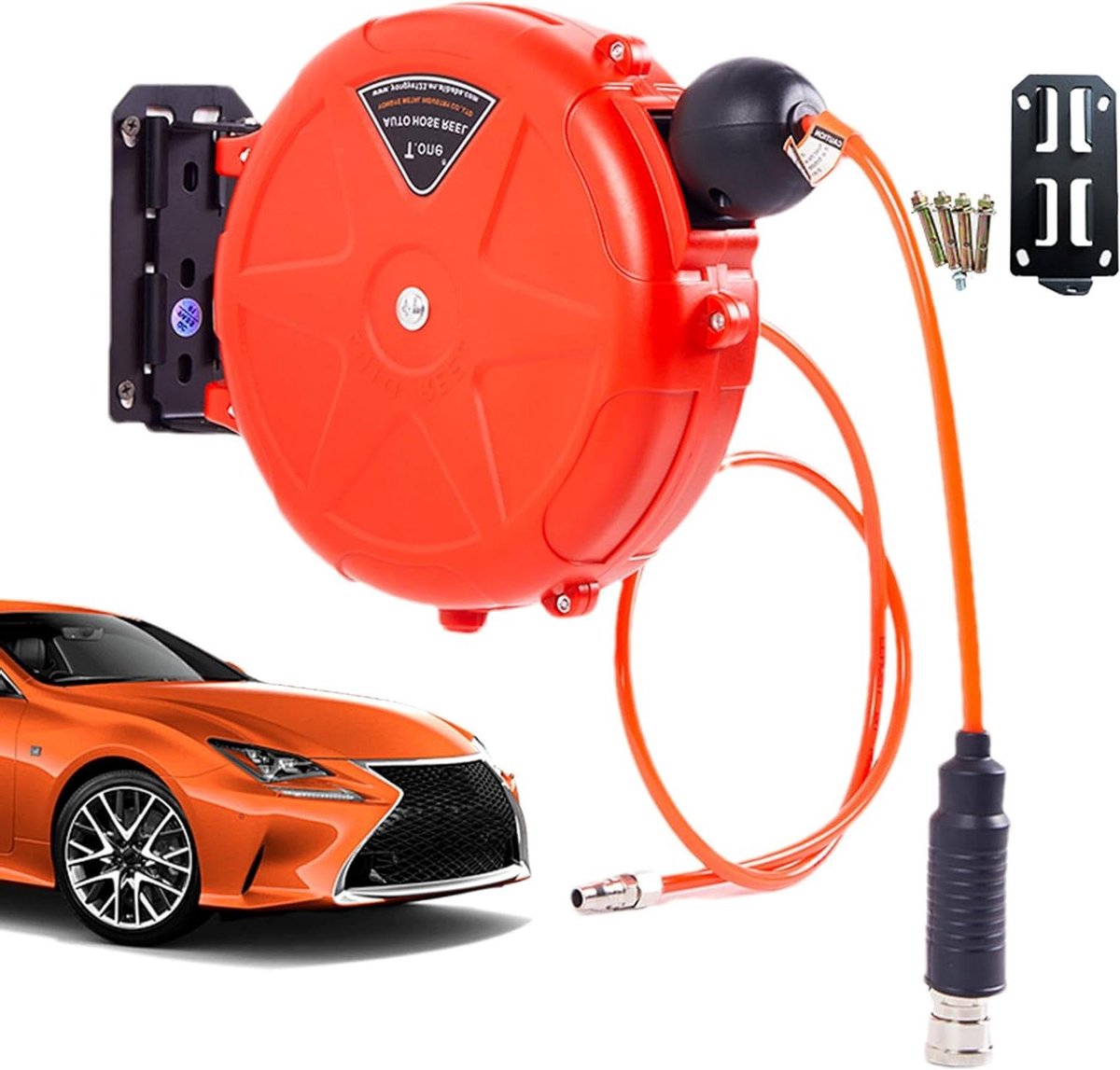 Intrekbare Luchtslanghaspel - Slanghaspel - Werkplaats Organisatie - Automatische Vergrendeling - 10 meter - Grijs
