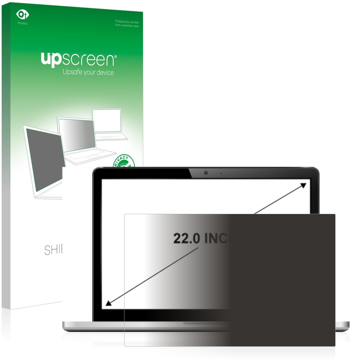 upscreen - privacyscherm voor Laptops mit 22 inch Schermen [475 mm x 297 mm, 16:10] - privacy filter screenfilter Blauwlichtfilter