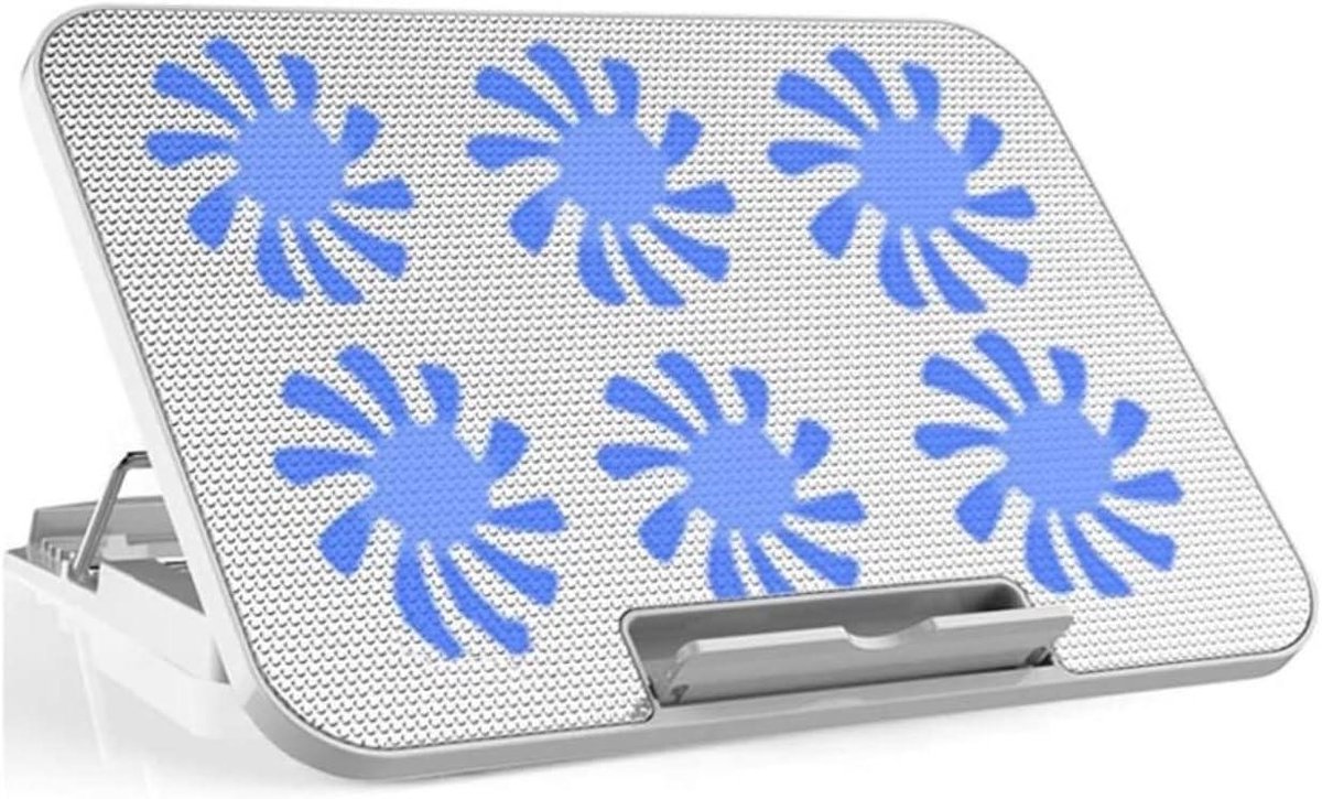Laptopkoeler met 6 Ventilatoren - Koelmat Laptop - Gaming en Kantoor - Verstelbare Hoogte - 12-17.2 Inch - Zwart