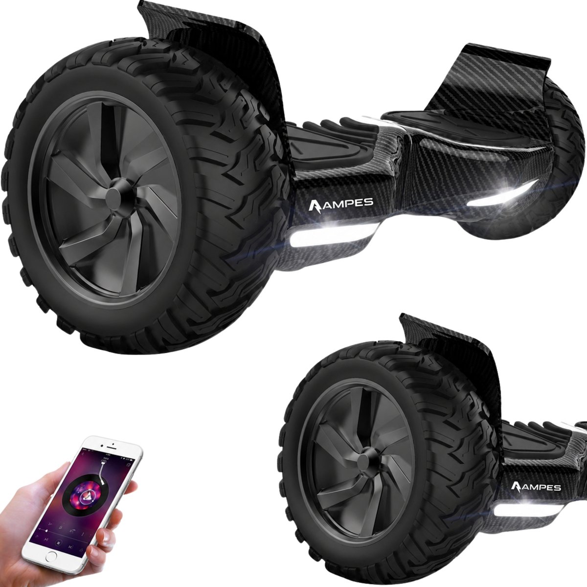 Bol.com Ampes Hoverboard - Off Road Hoverboard - Bluetooth Speaker - 36V 4.0 Ah Accu - Oxboard - 15 km/h - UL2272 Gecertificeerd... aanbieding