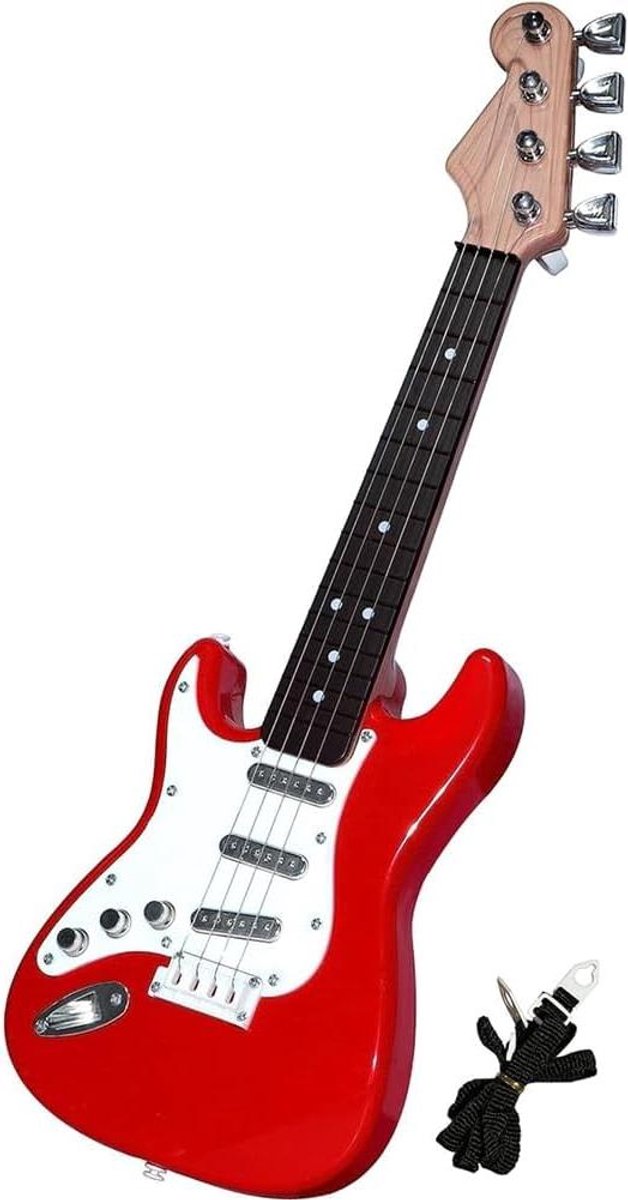 Gitaarspeelgoed voor kinderen - Muziekinstrument speelgoed - Muziek maken - 4 verstelbare snaren - 17 inch - rood