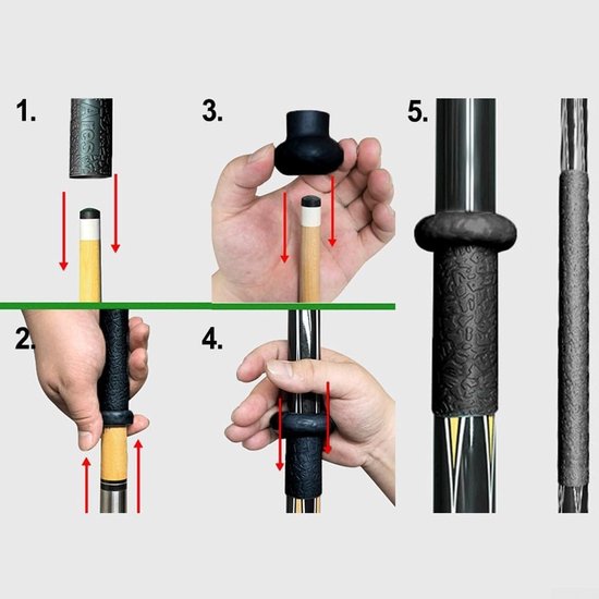 Biljart Keu Grip - Pool Cue Handvat - Verbeteren Balcontrole - Antislip Textuur - ca. 295 x 35 cm - Zwart — afbeelding 3